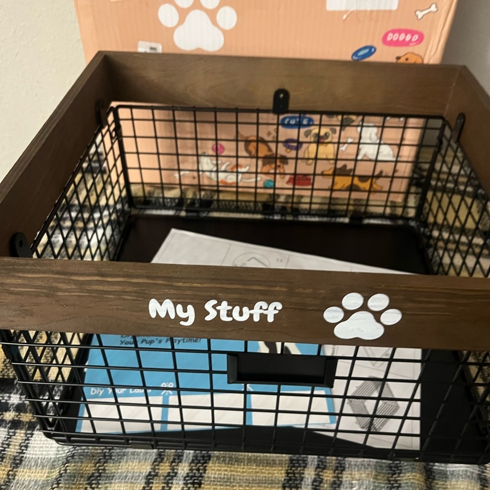 Dog Crate with Brown and Black Design